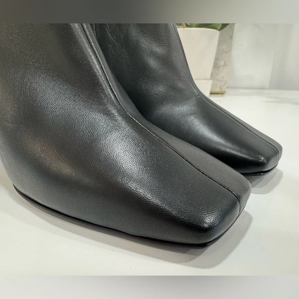 Dolce and Gabbana Gold Logo Black Nappa leather ankle boots